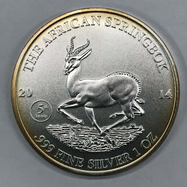 Read more about the article 2014 Gabon African Springbok 5th Anniversary privy 1 oz silver coin -1000 Francs