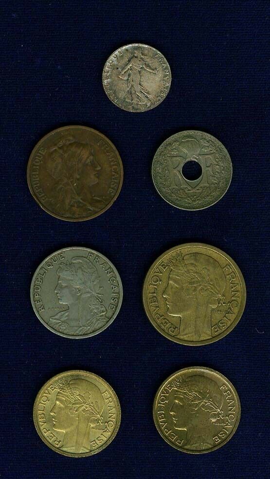 Read more about the article FRANCE REPUBLIC  25 CENTIMES – 2 FRANC COINS  GROUP LOT OF (7) COINS  XF – UNC.