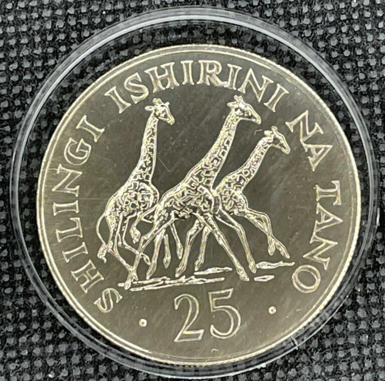 Read more about the article Tanzania 1974 25 Shilingi Silver Coin – Giraffes – ASW: 0.4083oz