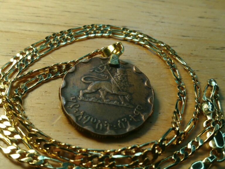 Read more about the article “Lion of Judah” African Ethiopia Coin Pendant 22″  18KGF Gold Filled Wide Chain