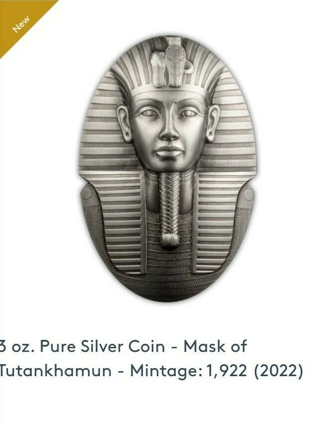 Read more about the article Pre Order 2022 3 oz. Pure Silver coin – The Mask of King Tutankhamun 3D