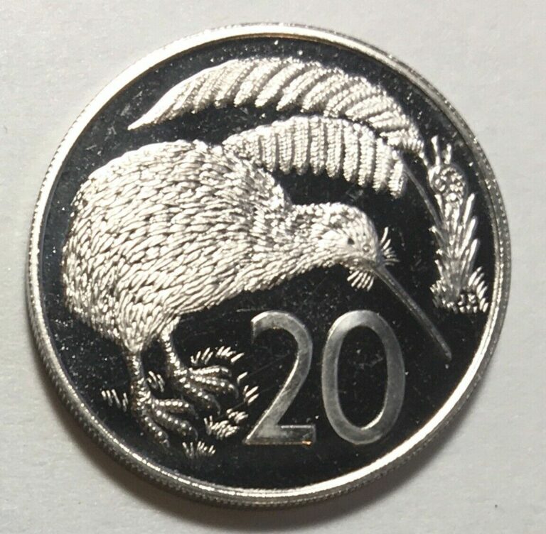 Read more about the article New Zealand 1967 20 Cents – Kiwi Bird and Tree Fern – Prooflike
