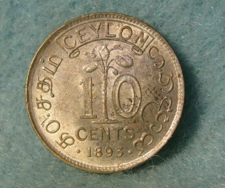 Read more about the article 1893 Ceylon Sri Lanka 10 Cents World Silver Coin High Grade With Luster #4655