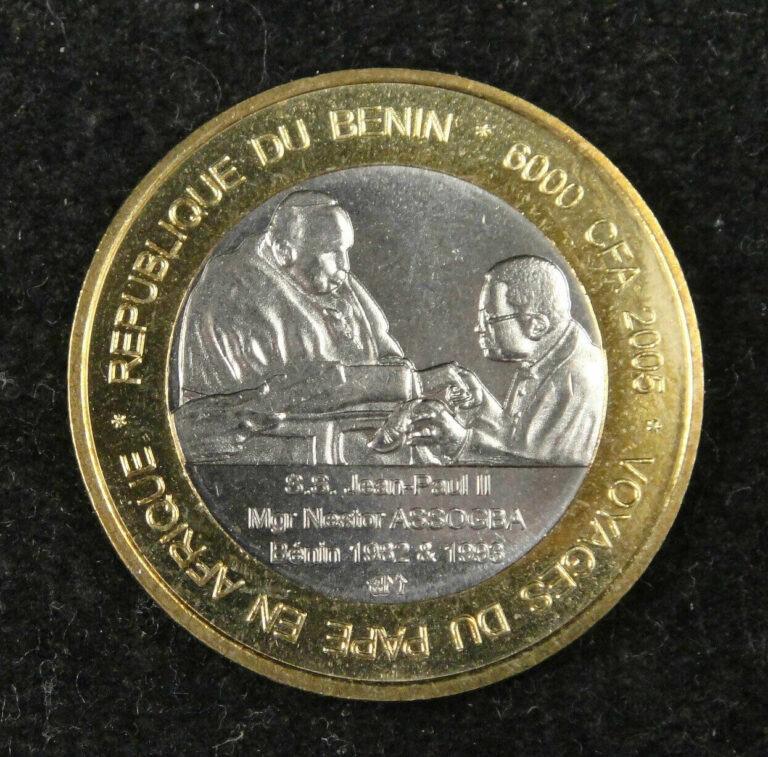 Read more about the article West Africa Benin Coin 6000 CFA 4 Africa 2005 UNC  PAPAL VISIT