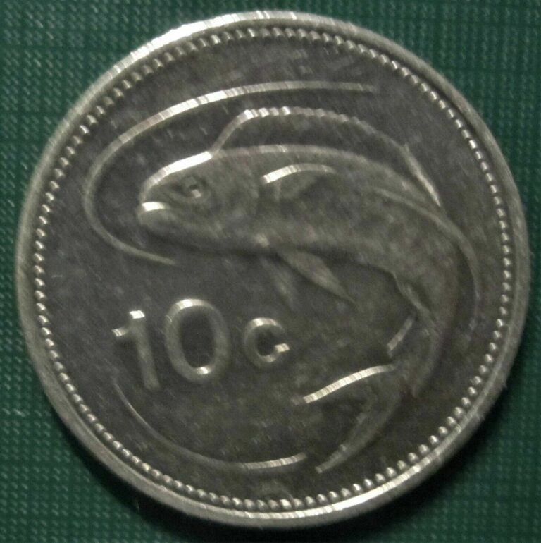 Read more about the article MALTA 1998 Ten Cent LOW SHIPPING 5 Cent Dolphin Fish 1 Coin