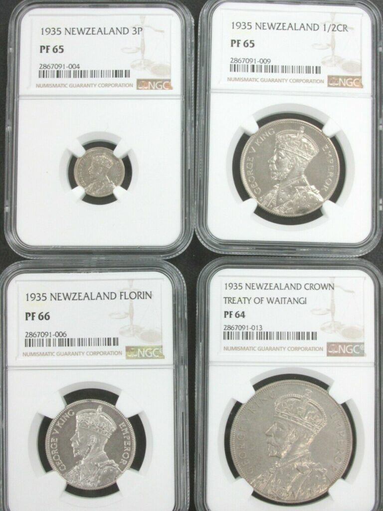 Read more about the article New Zealand 1935 Proof Set 4-Coin NGC Silver Coins Treaty of Waitangi Crown Q1F5