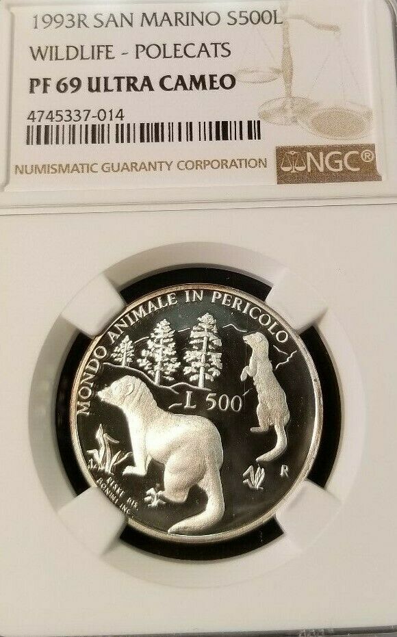 Read more about the article 1993 SAN MARINO S500L WILDLIFE POLECATS NGC PF 69 ULTRA CAMEO TOP POP