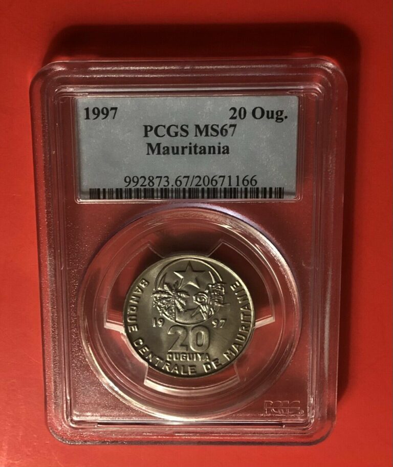 Read more about the article MAURITANIA -1997-UNCIRCULATED 20 OUGIUYA .COIN GRADED BY  PCGS MS67