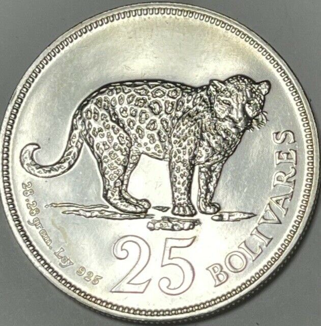 Read more about the article VENEZUELA – Jaguar – 25 Bolivares – 1975 – Brilliant Uncirculated Silver Coin