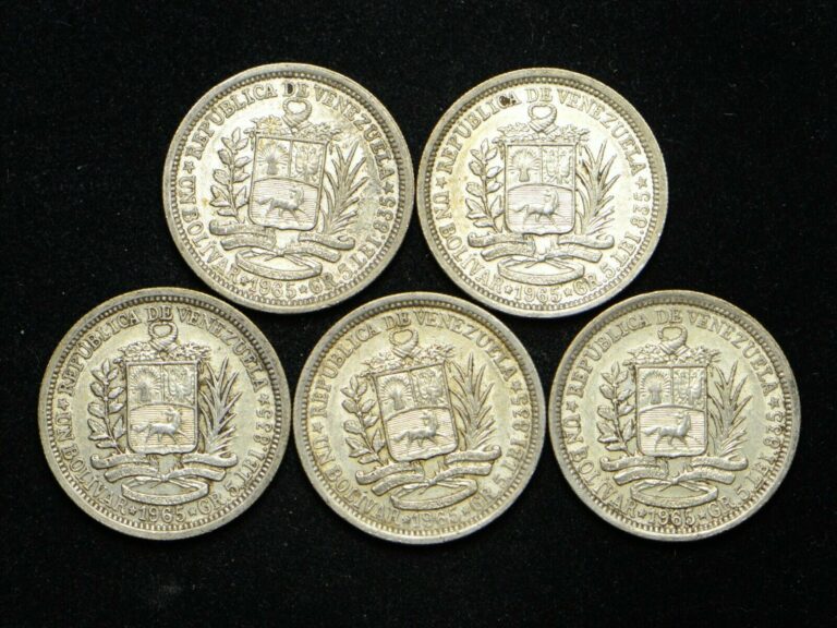 Read more about the article 1965 Venezuela  Bolivar Silver Coins Lot of 5 (bb7738)