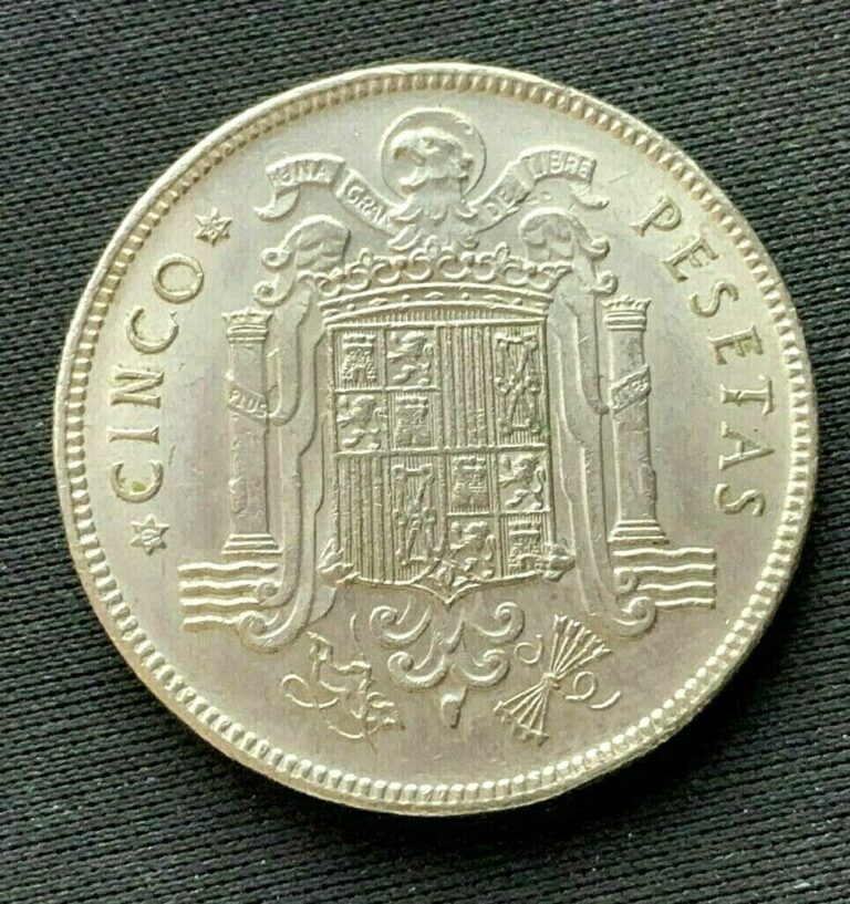 Read more about the article 1949 Spain 5 Pesetas Coin UNC     Copper nickel  World Coin     #C135