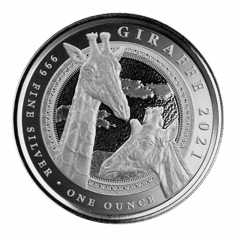 Read more about the article 2021 Equatorial Guinea Giraffe 1 oz Silver Proof Like Fr.1 000 Coin PRESALE