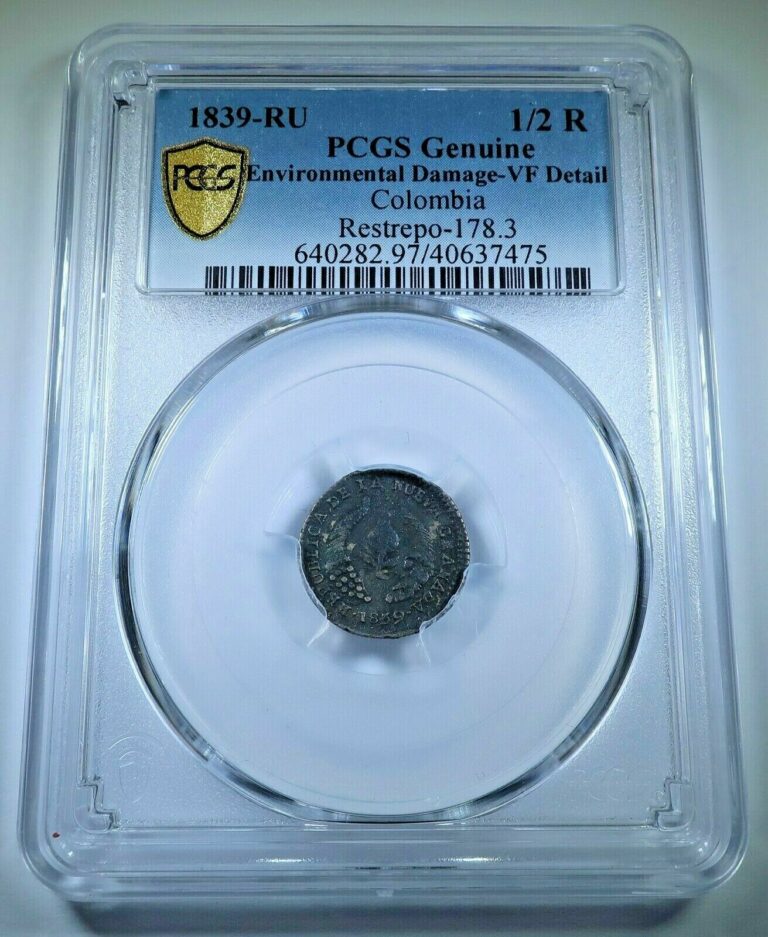 Read more about the article PCGS Colombia 1839 Silver 1/2 Real Antique Rare 1800’s Popayan VF Colombian Coin