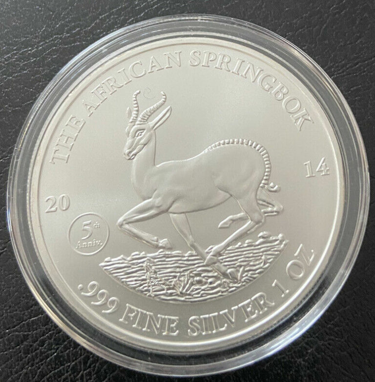 Read more about the article 2014 GABON AFRICAN SPRINGBOK 1 oz .999 Silver Coin in Capsule 5th Anniv Privy