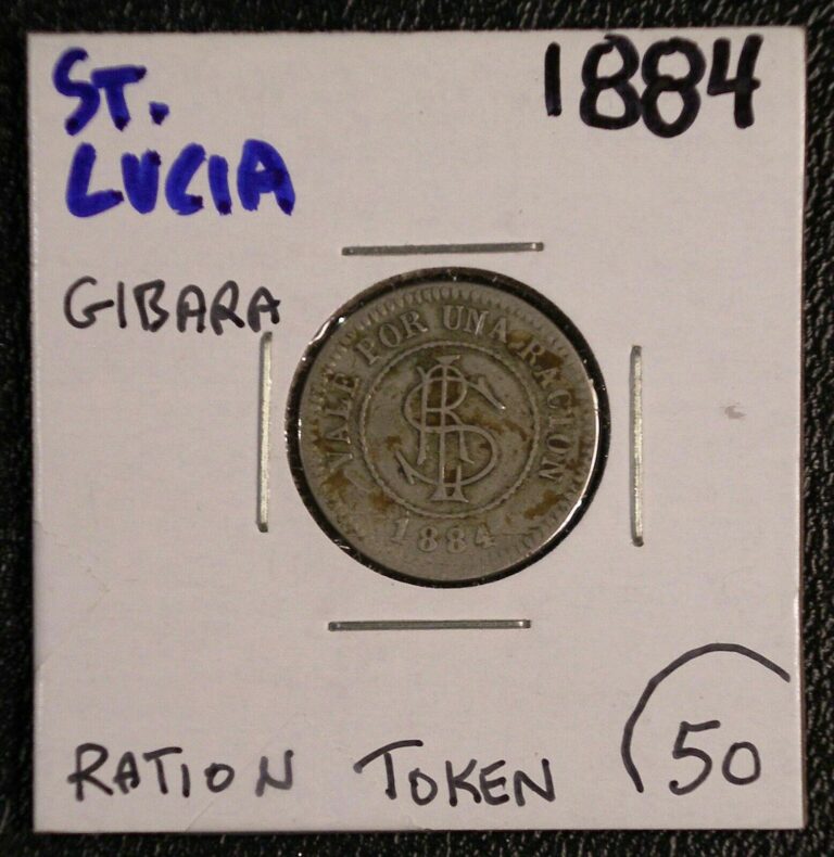 Read more about the article 1884 Central St. Lucia GIBARA Ration coin token #8773