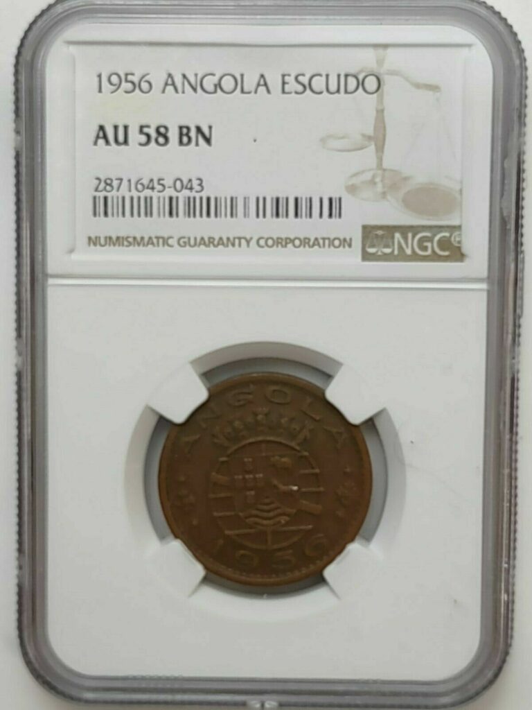 Read more about the article 1956 Angola 1 Escudo coin NGC Rated AU 58 BN
