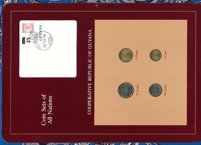 Read more about the article Coin Sets of All Nations Guyana 1985 – 1986 UNC pink stamp 10 cent 1986