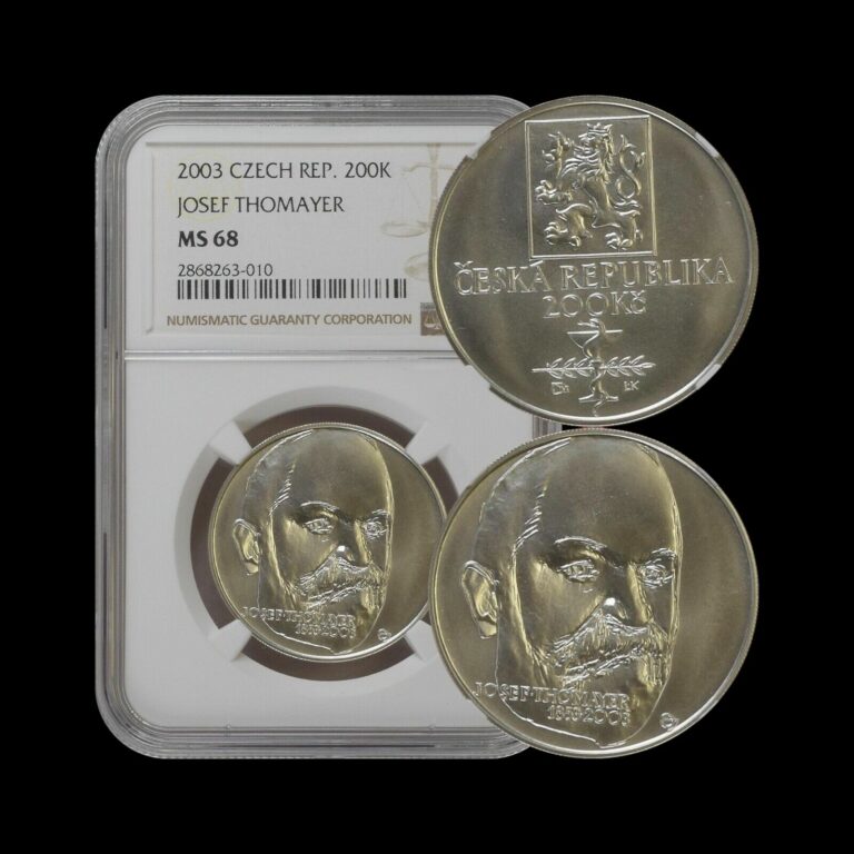 Read more about the article CZECH REPUBLIC. 2003  200 Korun  Silver – NGC MS68 – Top Pop 🥇 Josef Thomayer