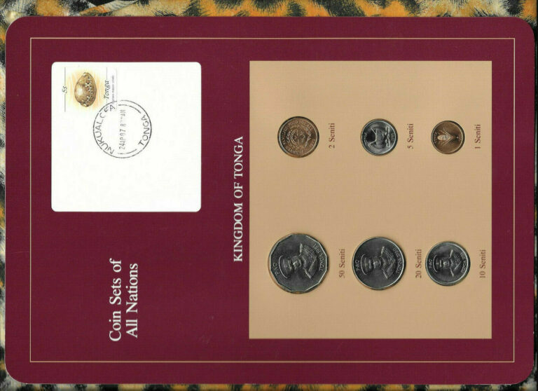 Read more about the article Coin Sets of All Nations Tonga w/card UNC 1 2 20 Seniti 1990 5 10 50 Senti 1981