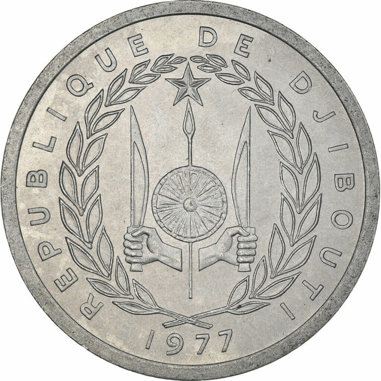 Read more about the article [#385079] Coin  Djibouti  2 Francs  1977  Paris  MS  Aluminum  KM:21