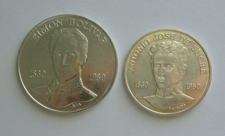 Read more about the article Venezuela Lot 2 Coins 100 (Bolivar) and 75 (Sucre) Bolivares Bs 1980 Silver .900