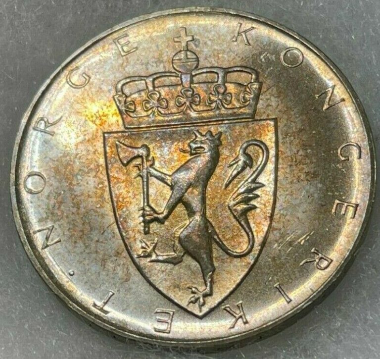 Read more about the article 1964 Norway 10 Kroner Silver world coin Excellent Colorful condition