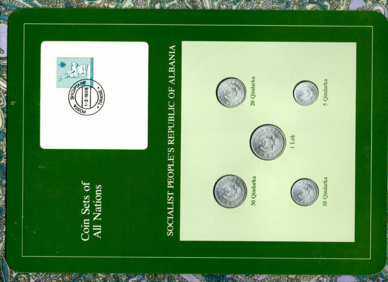 Read more about the article Coin Sets of All Nations Albania  w/card UNC 1 lek  50  20  10  5 Qindarka 1969