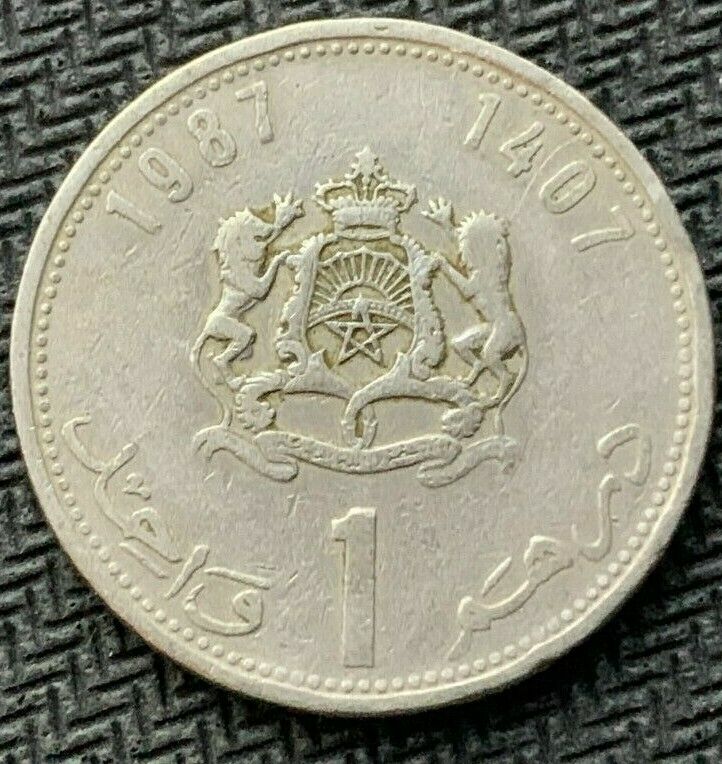 Read more about the article 1987 Morocco 1 Dirham Coin Circulated  ( 1 Year Issue World Coin )     #B558