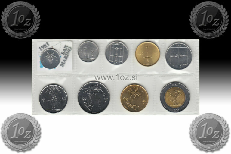 Read more about the article SAN MARINO SET 1983 – 9 coins 1983 (1  2  5  10  20  50  100  200  500 LIRE) UNC