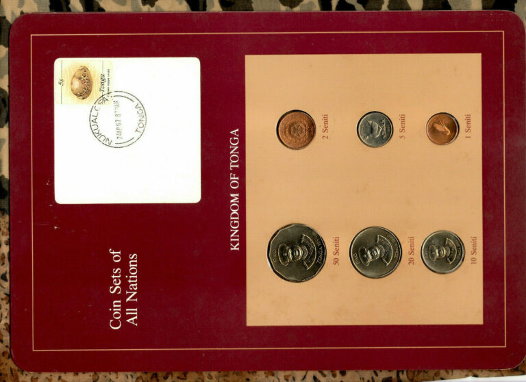 Read more about the article Coin Sets of All Nations Tonga W/card UNC 1 2 10 20 50 Seniti 1990 10 Senti 1981