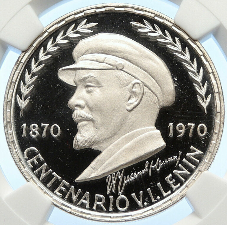 Read more about the article 1970 EQUATORIAL GUINEA Russia’s Lenin Proof Silver 75 Pesetas Coin NGC i106314