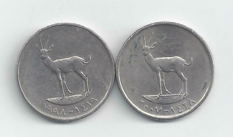 Read more about the article 2 DIFFERENT 25 FIL COINS from the UNITED ARAB EMIRATES DATING 1998 and 2007