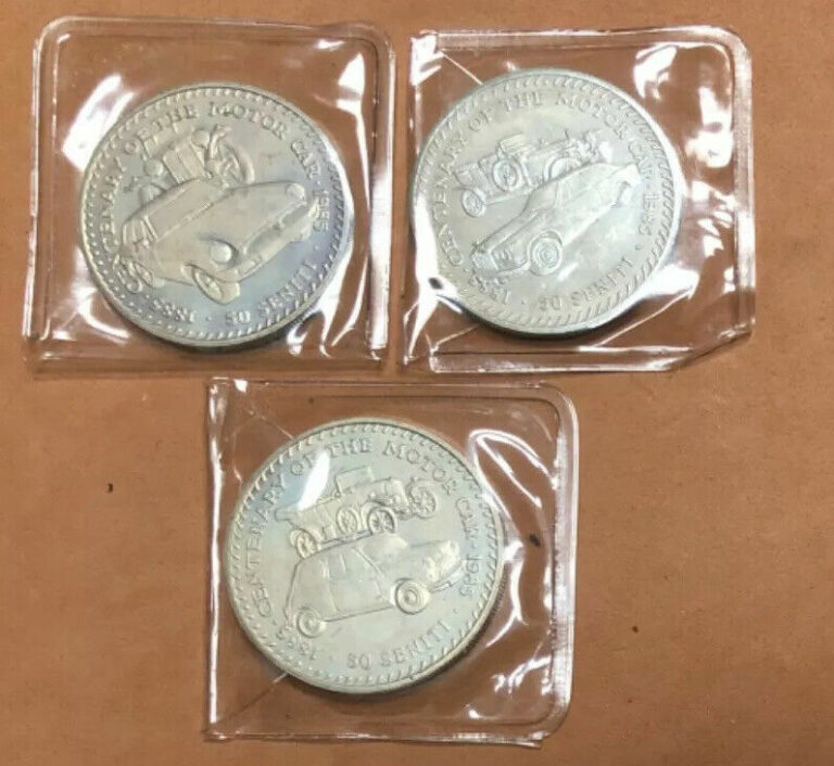 Read more about the article 1985 TONGA – 50 SENITI UNC 3 COINS SET YEAR KM#82-85 100th ANNIV. AUTOMOBILE