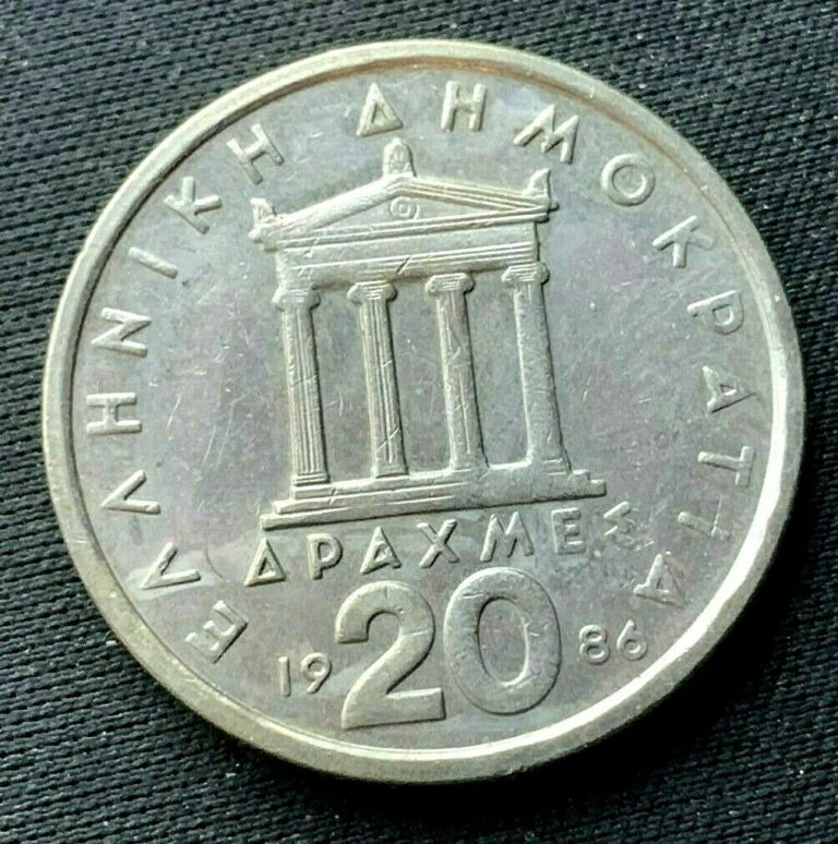 Read more about the article 1986 Greece 20 Drachmes Coin UNC    Copper nickel  World Coin      #K1364