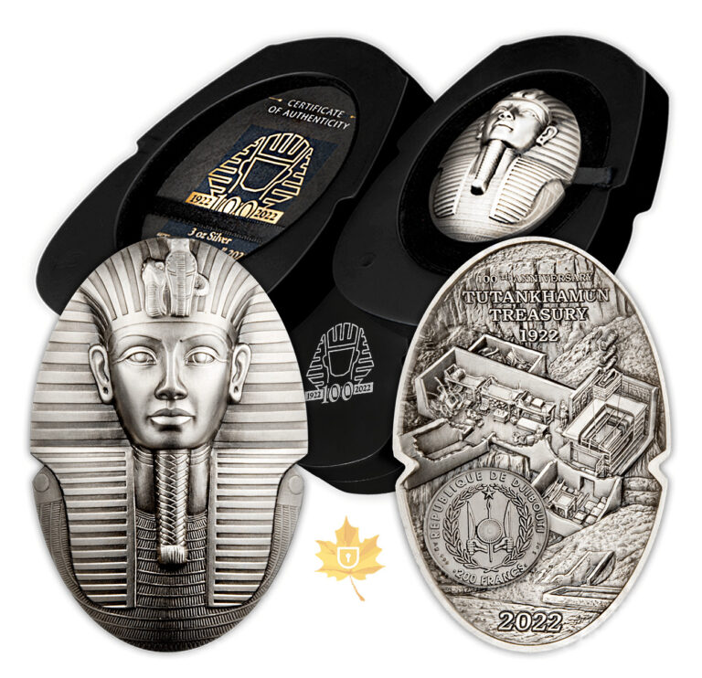 Read more about the article 2022 The Mask of King Tutankhamun 3D Antique Finish 3 oz. Pure Silver Coin – MDM