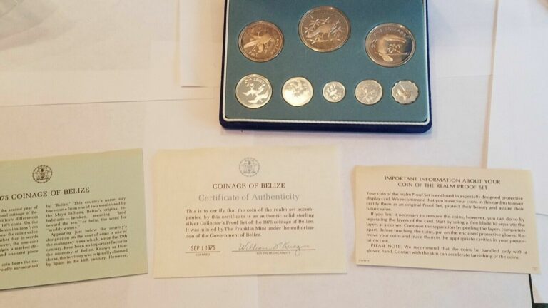 Read more about the article 1975 Belize 8 Coin Proof Set Silver $10 $5 $1 50 cent 25 10 5 and 1 cents in Box