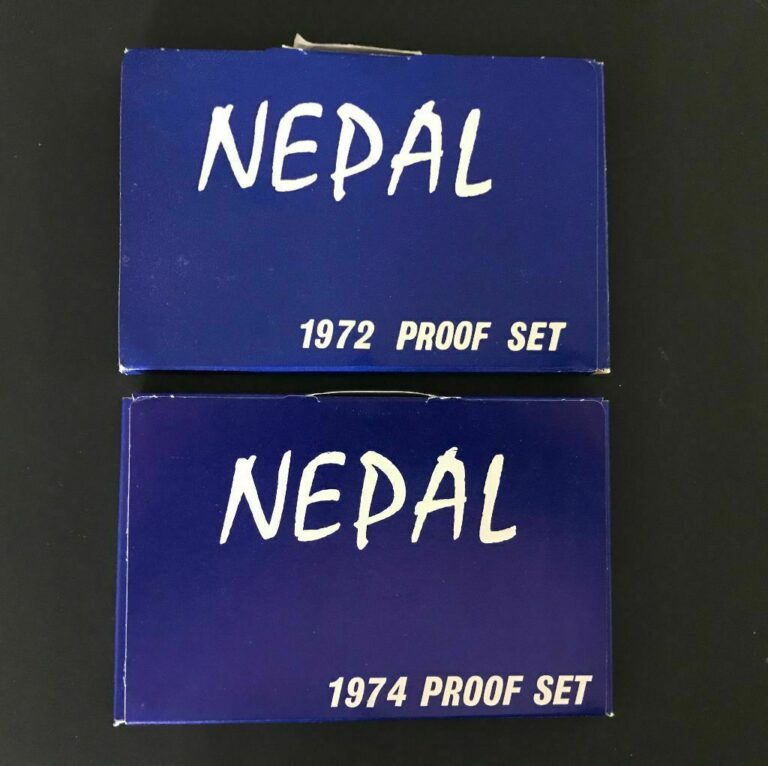 Read more about the article LOT OF 2 – NEPAL 7-COIN PROOF SETS 1972 and 1974 ORIGINAL CASES/HOLDERS          m