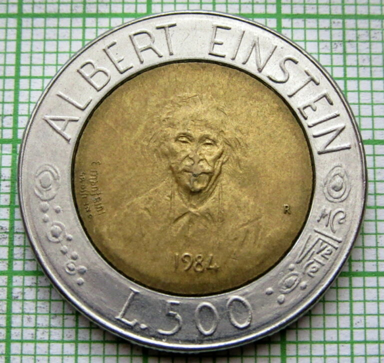 Read more about the article SAN MARINO 1984 500 LIRE  ALBERT EINSTEIN  BI-METALLIC