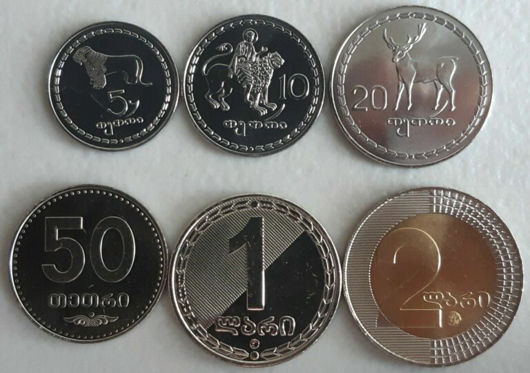 Read more about the article Georgia set of 6 coins 5 10 20 50 Tetri 1 2 Lari UNC