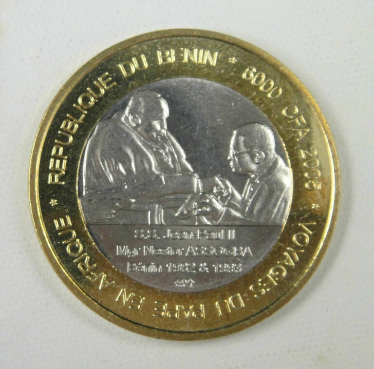 Read more about the article West Africa Benin Coin 6000 CFA 4 Africa 2005 UNC  PAPAL VISIT