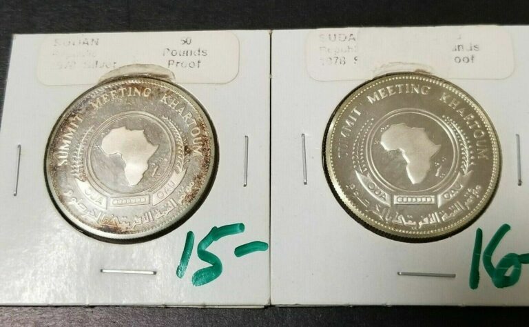Read more about the article Lot-2 1978 5 Pounds SUDAN African Summit without Countermark Proof Silver coin 