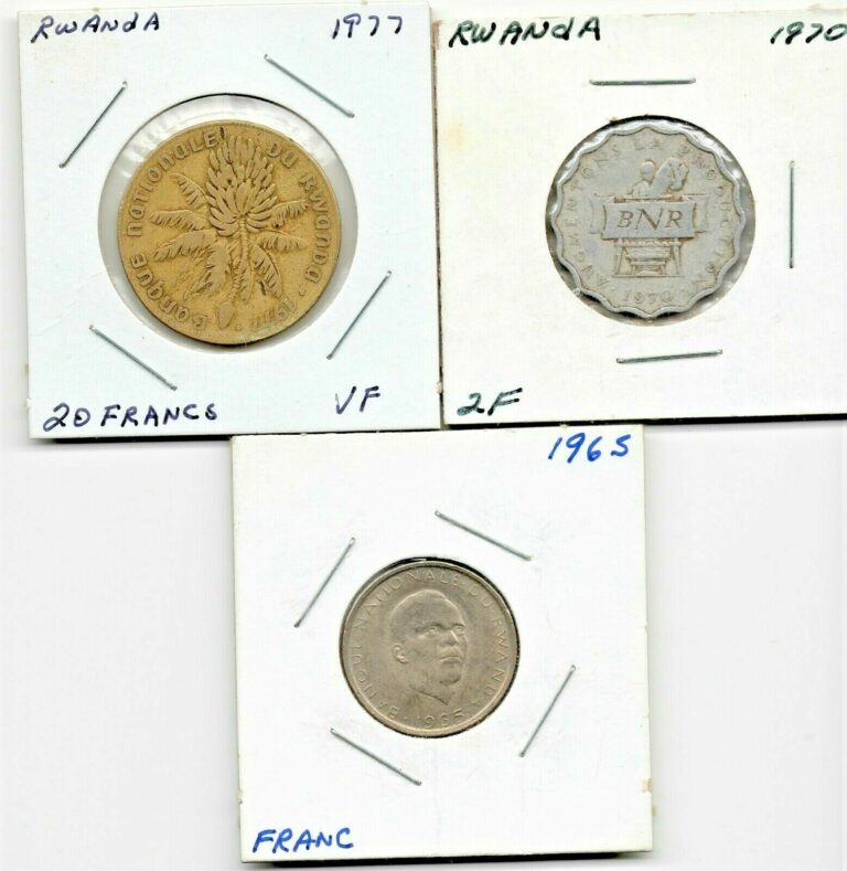 Read more about the article 3 Rwanda coin collection 1 2 20 Franc 1965 1970 1977 * Africa