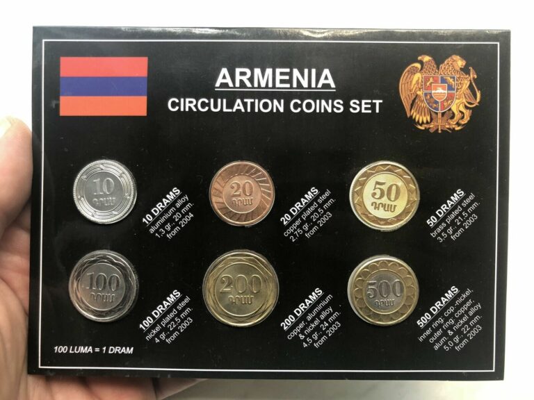 Read more about the article x25 set of ARMENIA COINS NOW IN USE ARMENIAN MONEY CURRENCY 10 … 500 DRAM UNC