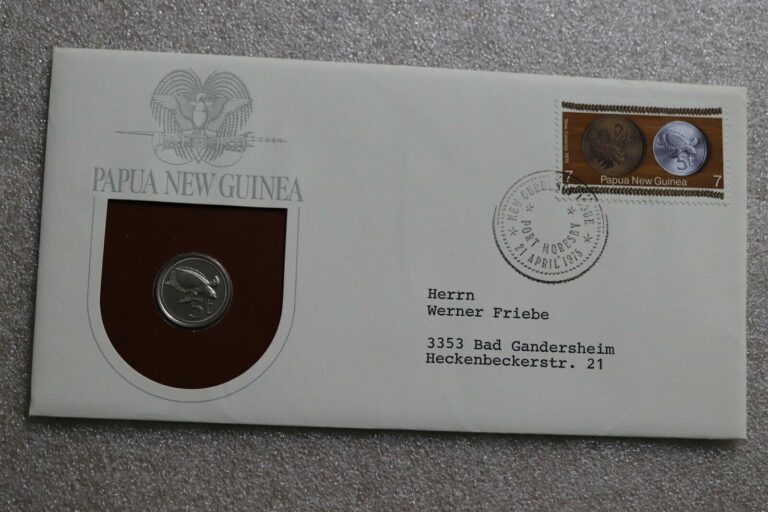 Read more about the article PAPUA NEW GUINEA 5 TOEA 1975 PROOF COIN COVER B39 #463