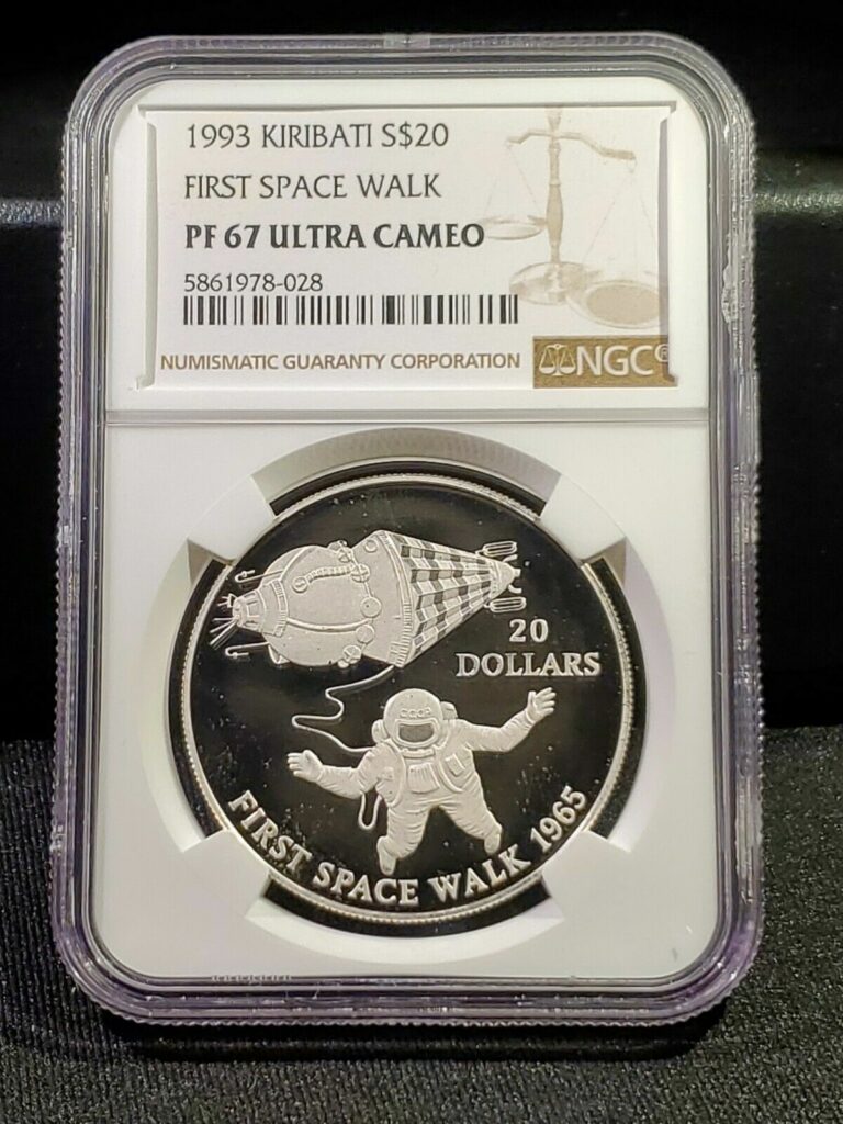 Read more about the article 1993 Kiribati First Space Walk 20 Dollars Silver Proof Coin – NGC PF 67 UC