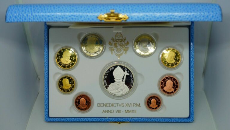 Read more about the article VATICAN CITY 2012 BENEDICT XVI PROOF SET 8 COINS + SILVER MEDALLION *RARE*