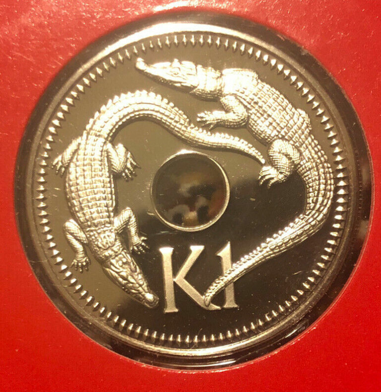 Read more about the article 1976 PAPUA NEW GUINEA CROCODILES Proof Kina Coin-Mintage=16 000