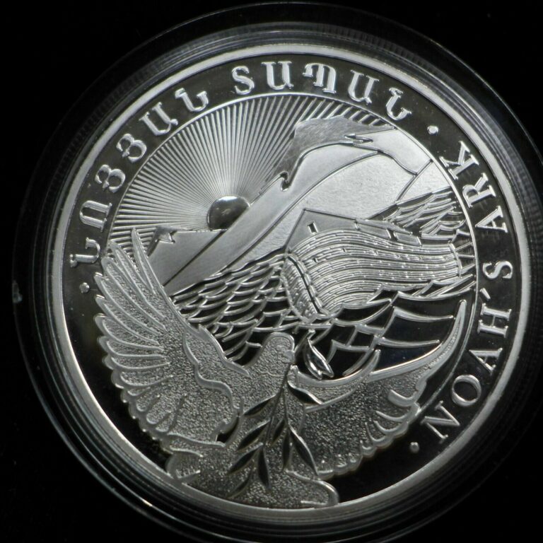 Read more about the article 2014 ARMENIA Noah’s Ark and Dove  SILVER 1000 Dram 5oz .999 Coin