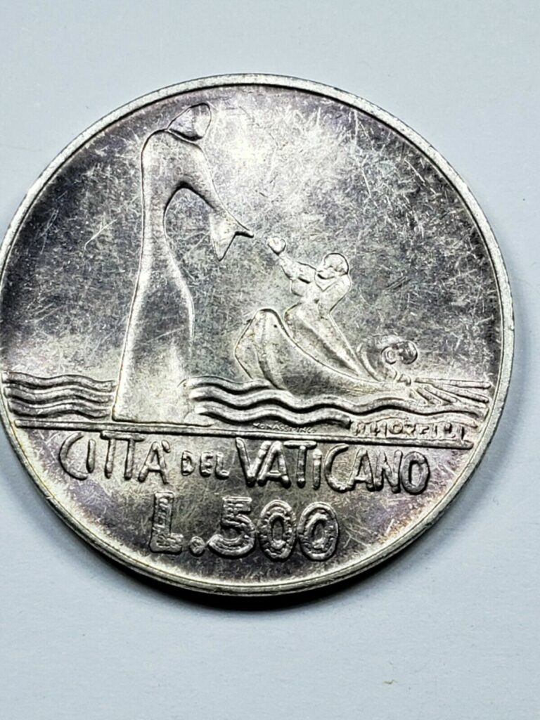 Read more about the article Vatican City 500 Lire 1978 Peter in the boat Silver coin Pope Paul VI toned