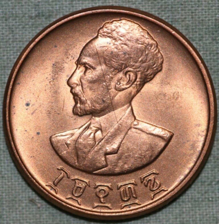 Read more about the article 1936 (1944) ETHIOPIA Copper 5 SANTEEM Coin  Haile Selassie I ~ BU ~ 91¢ SHIPPING